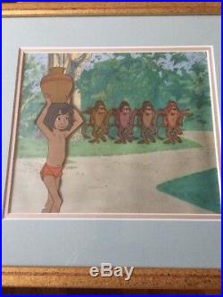 Jungle Book' 1967 Production Cel of Mogli with 4 Monkeys Disney Animation Art