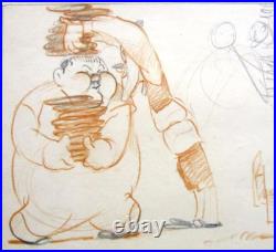LAUREL and HARDY comedian pie 1938 WALT DISNEY Original Production cel Drawing