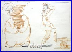 LAUREL and HARDY comedian pie 1938 WALT DISNEY Original Production cel Drawing