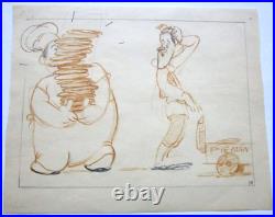 LAUREL and HARDY comedian pie 1938 WALT DISNEY Original Production cel Drawing