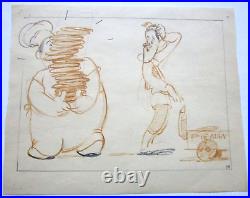 LAUREL and HARDY comedian pie 1938 WALT DISNEY Original Production cel Drawing
