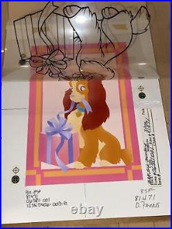 Lady And The Tramp withPresent Walt Disney Original Animation Production Cel Art