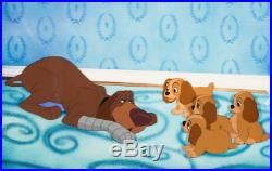 Lady and the Tramp Trusty and Puppies Original Production Cel Walt Disney 1955