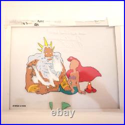Little Mermaid Disney production cel Ariel father Triton SIGNED Beckett COA