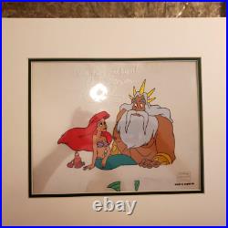 Little Mermaid Disney production cel Ariel father Triton SIGNED Beckett COA
