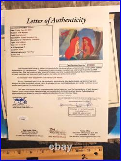Little Mermaid Disney production cel Red hair Mirror Ariel SIGNED JSA COA