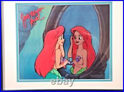 Little Mermaid Disney production cel Red hair Mirror Ariel SIGNED JSA COA
