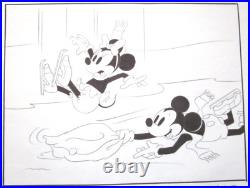 MICKEY + MINNIE MOUSE WALT DISNEY ORIGINAL PRODUCTION cel DRAWING Ice Skating