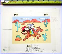MICKEY MINNIE MOUSE WALT DISNEY ORIGINAL drawing cel BOOK PAINTING cowboy horse