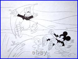 MICKEY MOUSE DONALD DUCK WALT DISNEY ORIGINAL PRODUCTION cel DRAWING skates kite