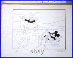 MICKEY MOUSE DONALD DUCK WALT DISNEY ORIGINAL PRODUCTION cel DRAWING skates kite