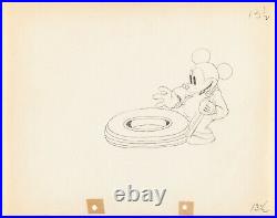 MICKEY MOUSE FIXING A TIRE Mickey's Service Station WALT DISNEY CEL DRAWING 1935