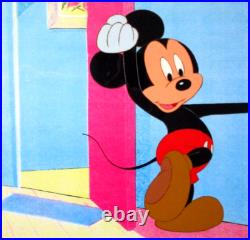 MICKEY MOUSE WALT DISNEY 1980s ORIGINAL ANIMATION PRODUCTION CEL