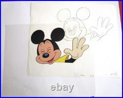 MICKEY MOUSE WALT DISNEY 1980s ORIGINAL ANIMATION PRODUCTION CEL + DRAWING