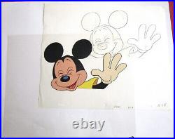 MICKEY MOUSE WALT DISNEY 1980s ORIGINAL ANIMATION PRODUCTION CEL + DRAWING