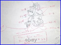 MICKEY MOUSE fireman 1960's ORIGINAL PRODUCTION cel DRAWING WALT DISNEY