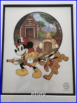 Mickey Mouse American Heroes Le Production Cel Ft Fireman Mickey And Pluto Fr