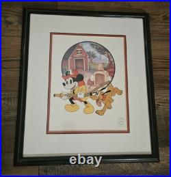 Mickey Mouse American Heroes Production Cel Ft Fireman Mickey And Pluto Fr