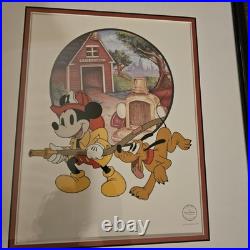 Mickey Mouse American Heroes Production Cel Ft Fireman Mickey And Pluto Fr