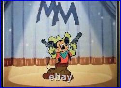 Mickey Mouse Cowboy Guns Club Art Corner Disney cel Original Production ca 1950s