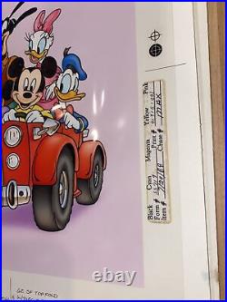 Mickey Mouse & Gang Car Walt Disney Original Artist Animation Production Cel Art