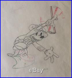 Mickey Mouse Production Drawing Cel c. 1935 Disney Framed (3-color pencil)