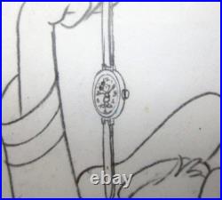 Mickey Mouse Watch + Donald Duck Walt Disney Original Production Cel + Drawing