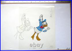 Mickey Mouse Watch + Donald Duck Walt Disney Original Production Cel + Drawing