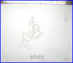 Mickey Mouse Watch + Donald Duck Walt Disney Original Production Cel + Drawing
