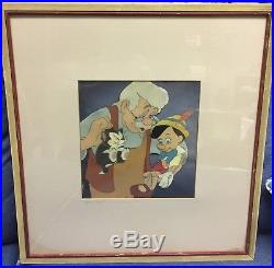 Orig. Disney Production Cel from Pinocchio featuring Geppetto, Figaro, Pinocchio