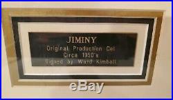 Original 1950s WALT DISNEY JIMINY CRICKET Hand-painted Production CEL Framed