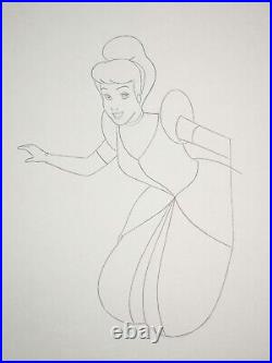 Original Cinderella Production Art Drawing Walt Disney Animation Cel Princess