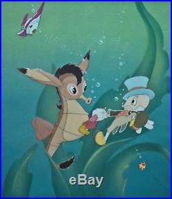 Original Disney Pinocchio Production Cel Courvoisier Background Jiminy Cricket