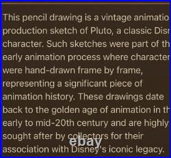 Original Disney Pluto Production Drawing Sketch Animation Art Vintage #106