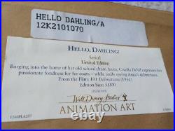 Original WALT DISNEY 101 Dalmatians Hello Darling 5000 Serigraph Seri Cel Cell