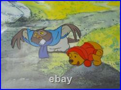 Original WALT DISNEY Winnie the Pooh & Owl Cel Cell with Bkgd. Scarce & RARE