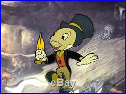 Original Walt Disney Jiminy Cricket Hand Painted Production Cel Newly Framed