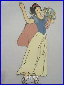 Original Walt Disney Snow White Gathering Flowers Cel Cell Celluloid Scarce RARE