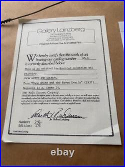 Original Walt Disney Snow White & Grumpy LE Cel Cell Celluloid Scarce & RARE