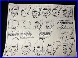Pinocchio Animation MODEL SHEET Walt Disney Production Art Vintage Cels 1940 X1