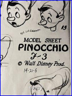 Pinocchio Animation MODEL SHEET Walt Disney Production Art Vintage Cels 1940 X1
