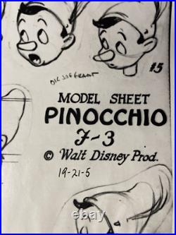 Pinocchio Animation MODEL SHEET Walt Disney Production Art Vintage Cels 1940 X1