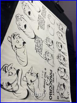 Pinocchio Animation MODEL SHEET Walt Disney Production Art Vintage Cels 1940 X1