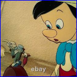 Pinocchio & Jiminy Cricket, 1940 Key Disney Production/publicity Bg, Vintage New