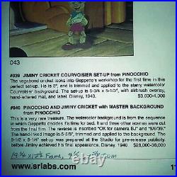 Pinocchio & Jiminy Cricket, 1940 Key Disney Production/publicity Bg, Vintage New