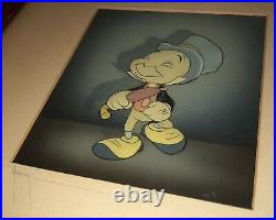 Pinocchio Jiminy Cricket framed PRODUCTION CEL 1940 COURVOISIER DISNEY