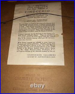 Pinocchio Jiminy Cricket framed PRODUCTION CEL 1940 COURVOISIER DISNEY