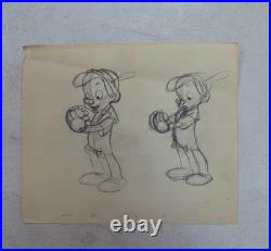 Pinocchio x 2 ORIGANAL Animation Production Drawing Walt Disney Cartoon 1940