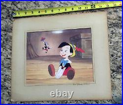 Rare Pinocchio and Jiminy Cricket, Disney Classics Lithograph Print Cel 1960s