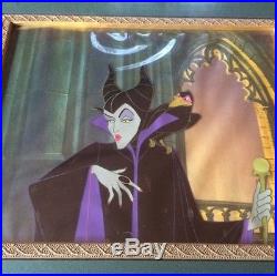 Rare Sleeping Beauty Malificent & Diablo Production Cel Disney Background Framed